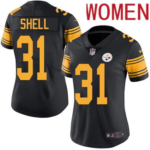 Women Pittsburgh Steelers 31 Donnie Shell Nike Black Vapor Limited Rush NFL Jersey